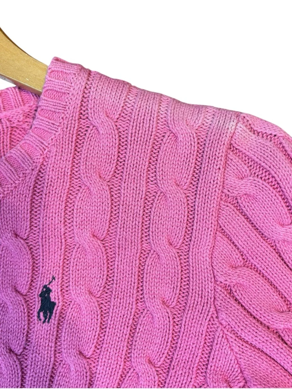 Ralph Lauren pink cotton cable- knit sweater girls size L(12/14)